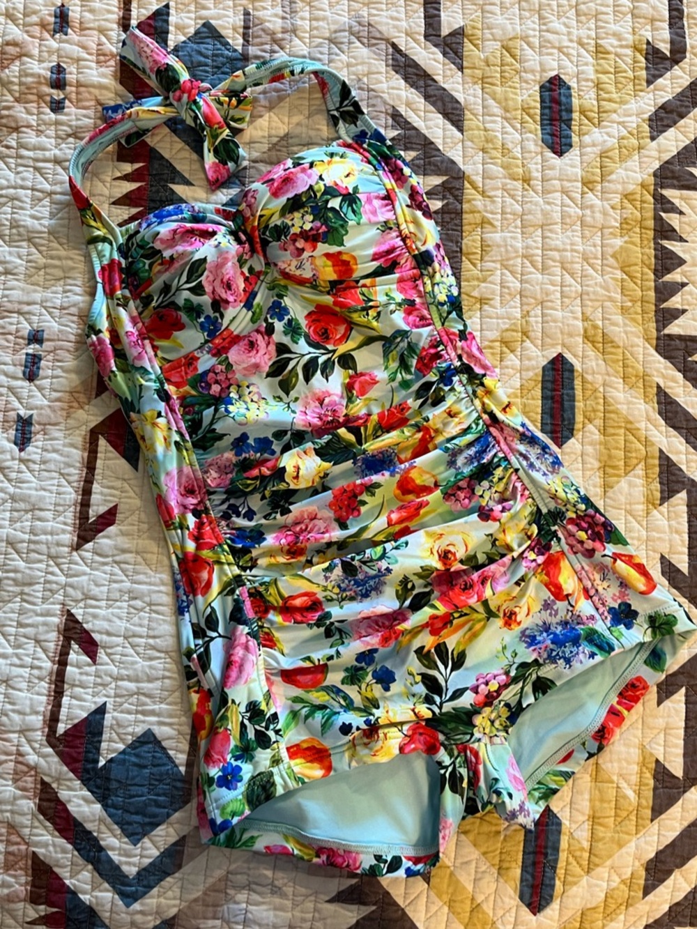 Seafolly Australia Aqua Floral Retro One Piece Swimsuit